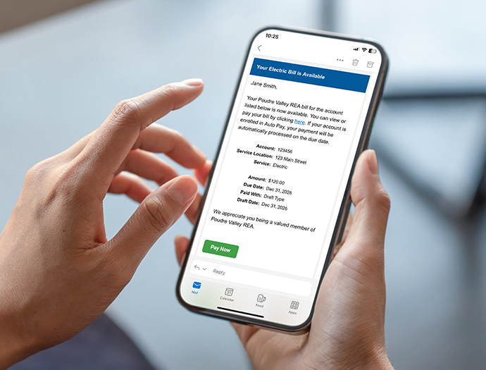 PVREA bill displayed on mobile phone.