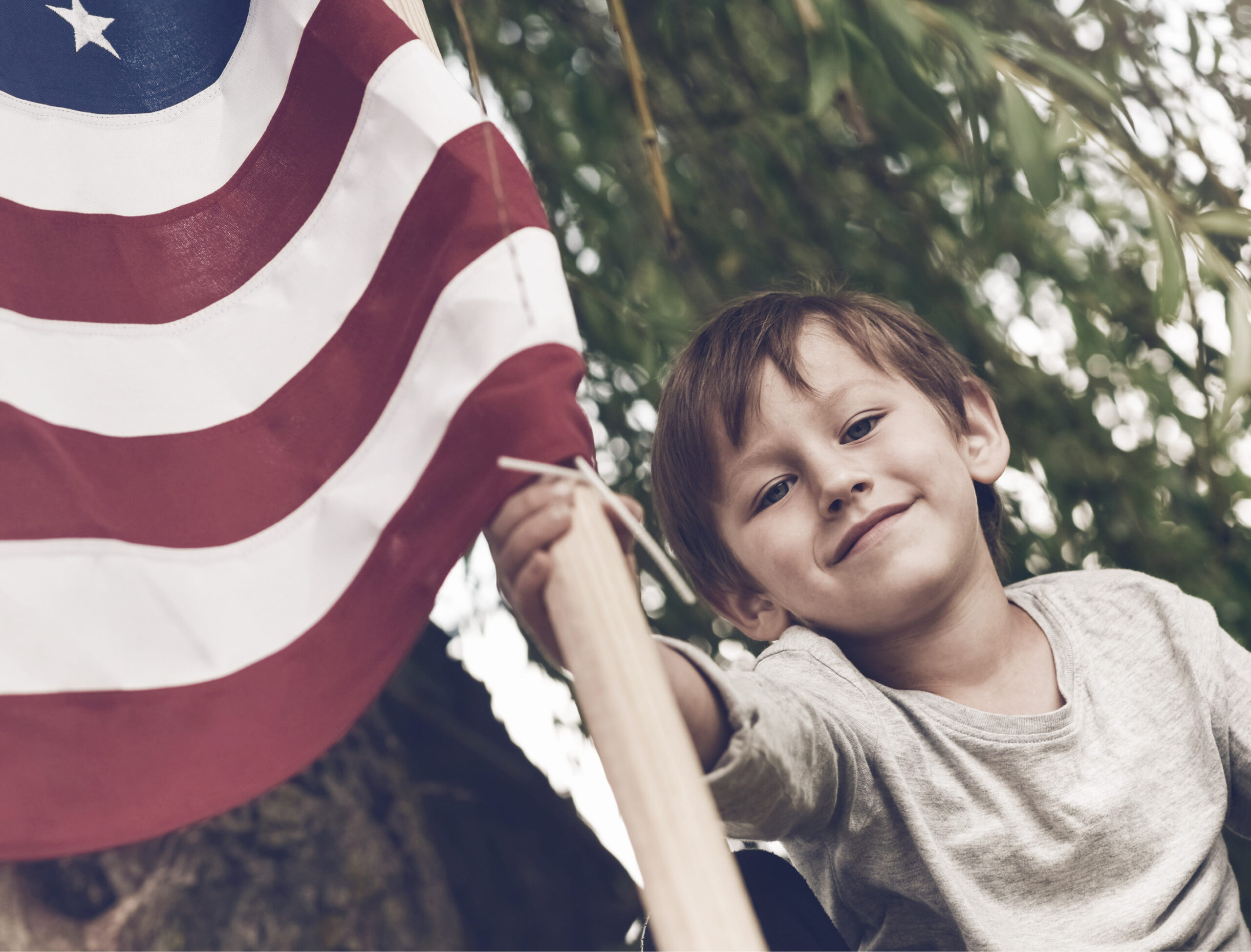 child holding flag