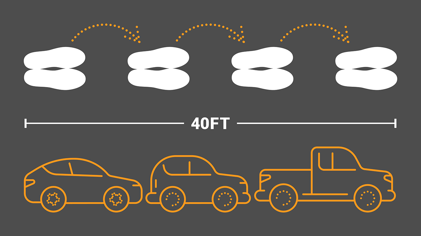 Graphic describing how to hop away from car that has hit a downed power pole