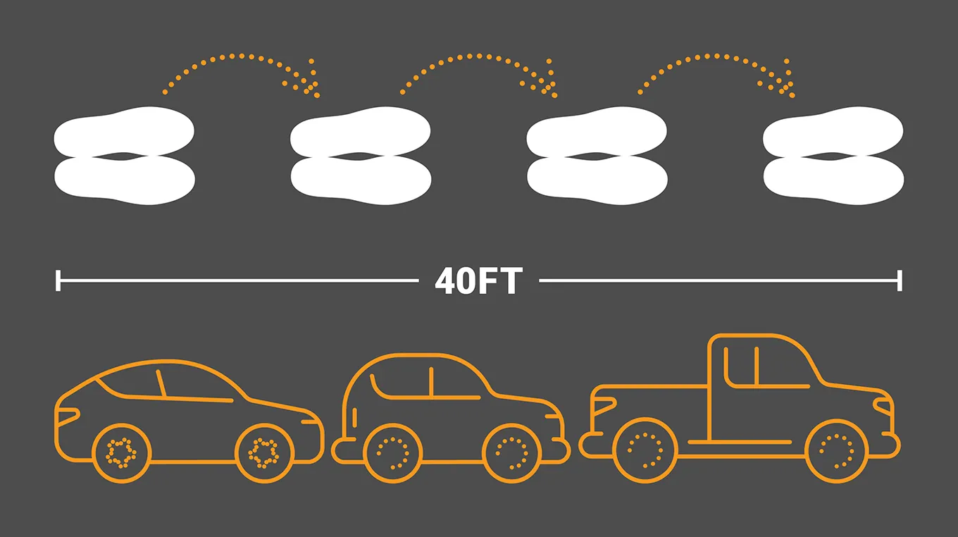 Graphic describing how to hop away from car that has hit a downed power pole