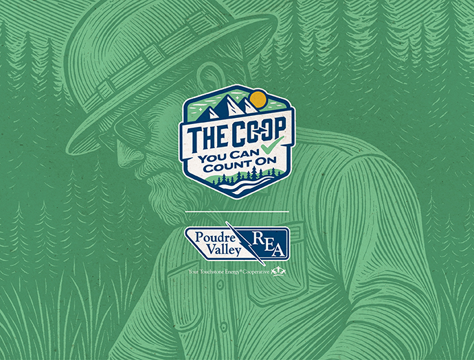 PVREA 2026 Annual Meeting Graphic with The Co-op You Can Count On Logo and Lineman in Background.