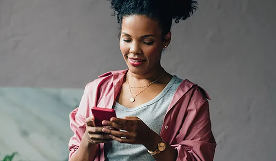 woman looking at phone