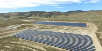 Aerial view of Coyote Ridge Community Solar Farm