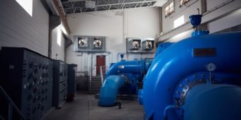 Inside machinery at Carter Lake Hydropower Facility