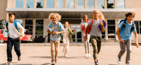 kids running outside school