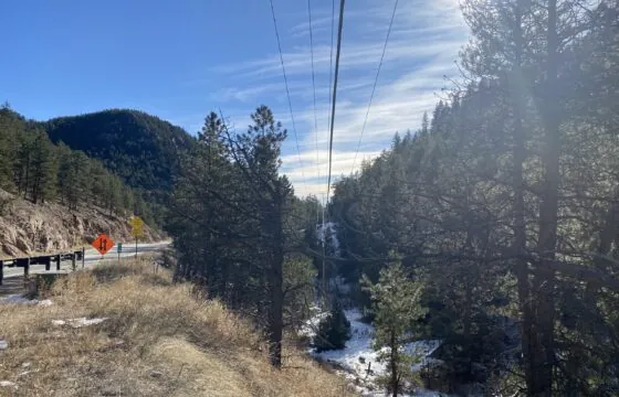 photo of overhead distribution power lines near Lyons, CO